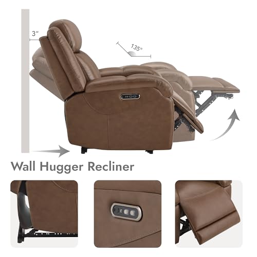 Genuine Leather Power Recliner Chair with Power Headrest I88857