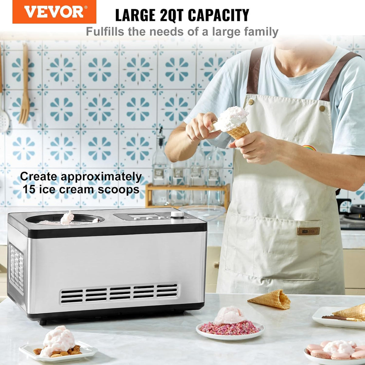 Stainless Steel Automatic Ice Cream Maker, 2 Quart F6861