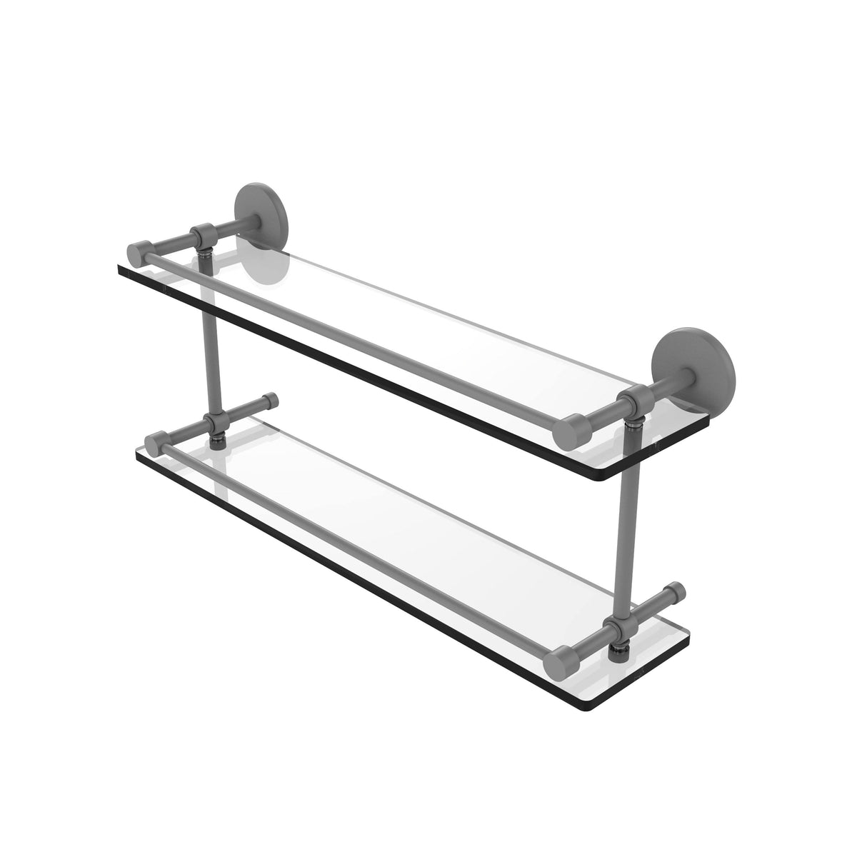 22 in. Tempered Double Glass Shelf with Gallery Rail Matte Gray A773789