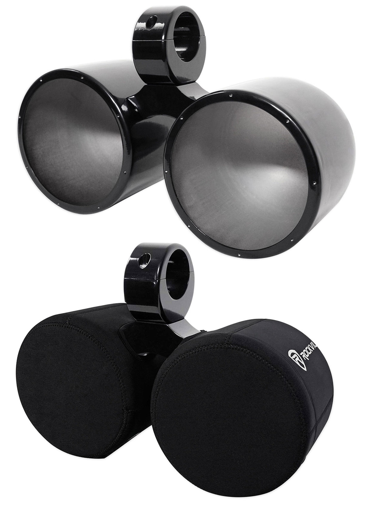 Dual 7.7" Black Aluminum Wakeboard Tower Speaker Pods with Covers E72027