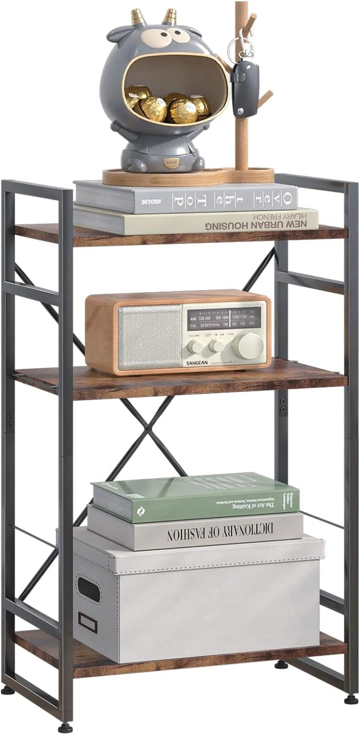 3 Tiers Rustic Brown Wooden Bookshelf S998811