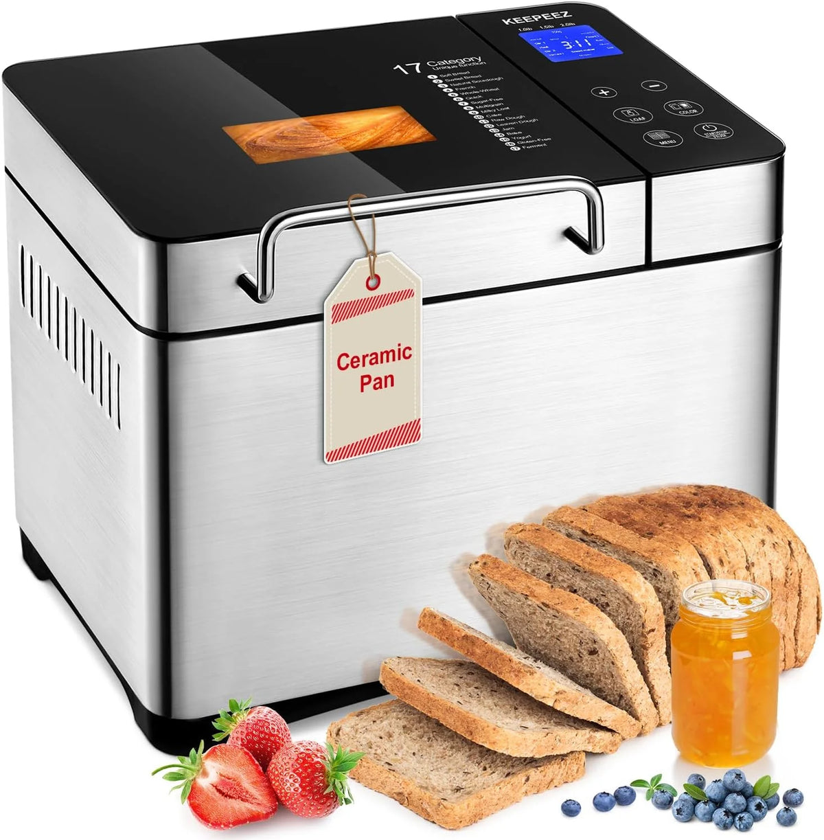 2LB Stainless Steel Bread Maker with Ceramic Pan V85614