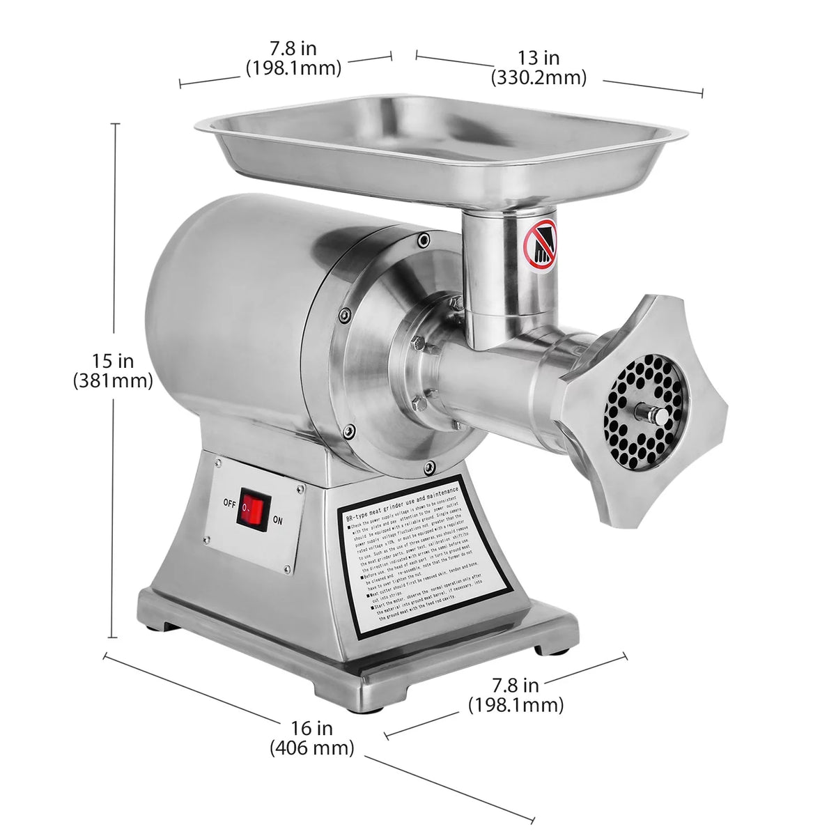 Commercial Electric Stainless Steel Meat Grinder 150 kg p/h 110V P95015