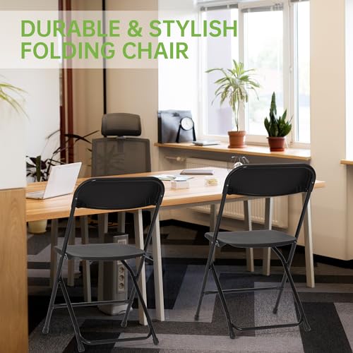 Black 10 Pack Plastic Folding Chair 350 LB Weight Capacity V8573