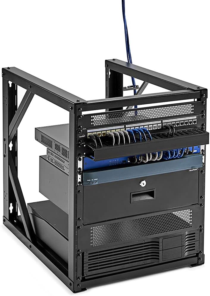 15U Wall-Mount Open Frame Network Equipment Rack, 24.81 Inch Depth, Steel, Black X937
