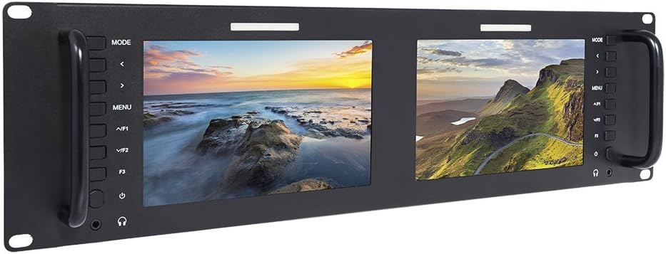 Dual 7 Inch 3RU Broadcast SDI Rack Mount Monitor IPS 1280x800 HD LCD Screen K49447