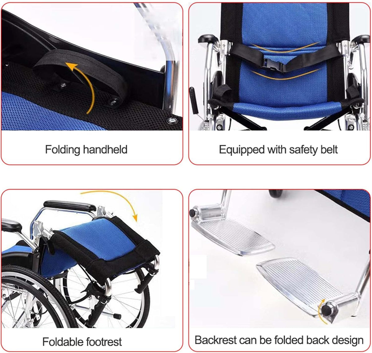 Lightweight Folding Transport Wheelchair with Handbrakes and Swing-Away Footrest, 16 in Rear C13019