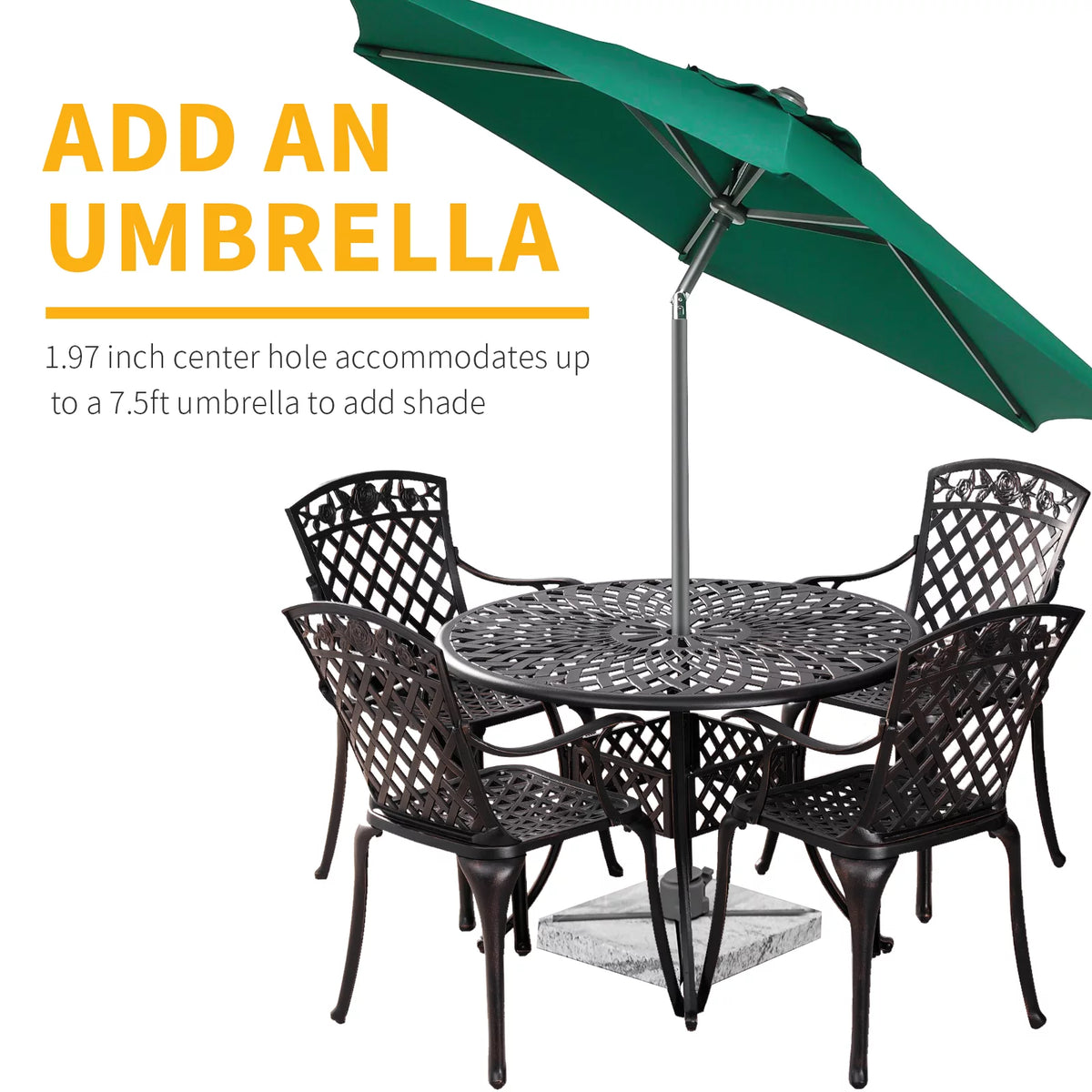 5 Piece Patio Dining Set with Umbrella Hole F2369