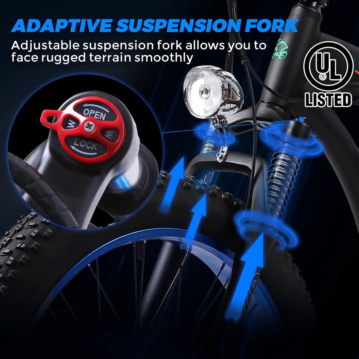 26 × 4" Fat Tire Electric Bike 750 W 7 Speeds Black Removable Lithium Battery 48 V 12.5 Ah Pedal Assist G32914