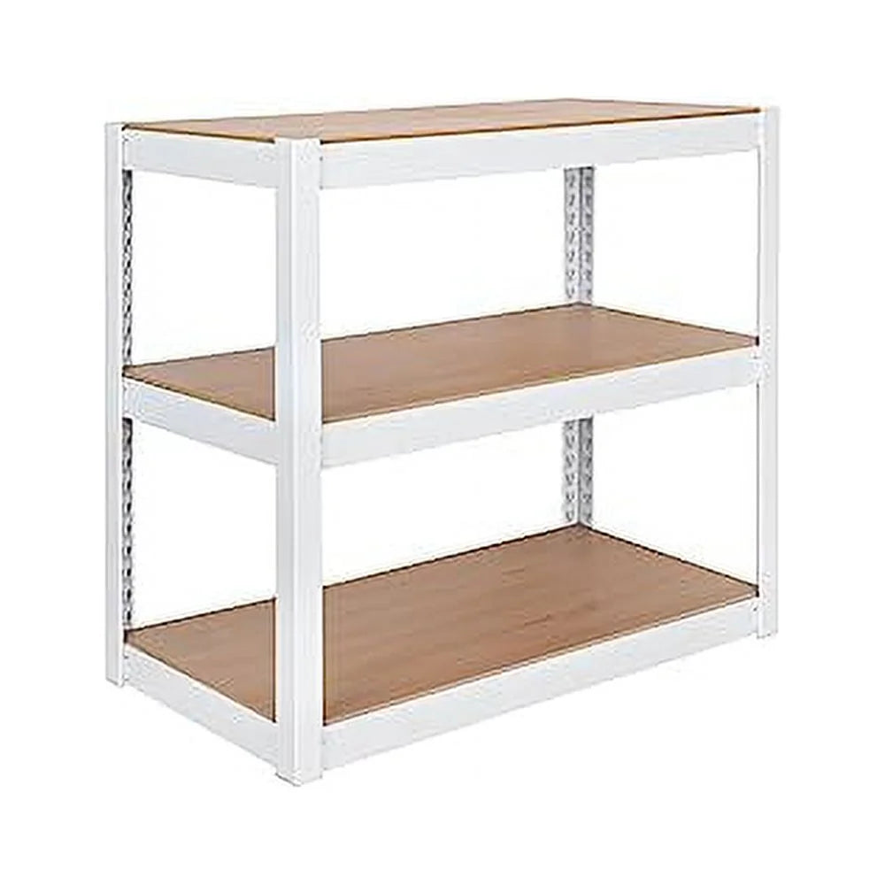 2 Shelf Adjustable Metal Shelving and Storage Bookcase White I9679
