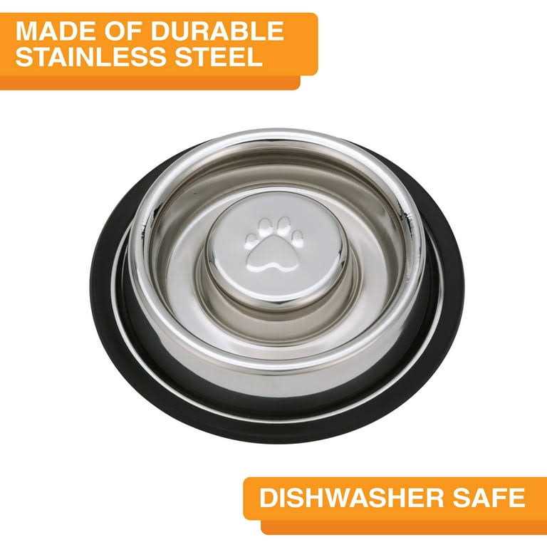 Stainless Steel Slow Feed Bowl Non-Tip Non-Skid L701