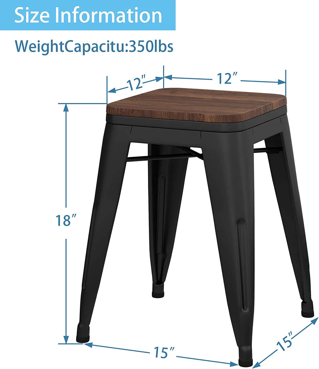 18 inch Black Metal Stackable Stools Set of 4 T637317