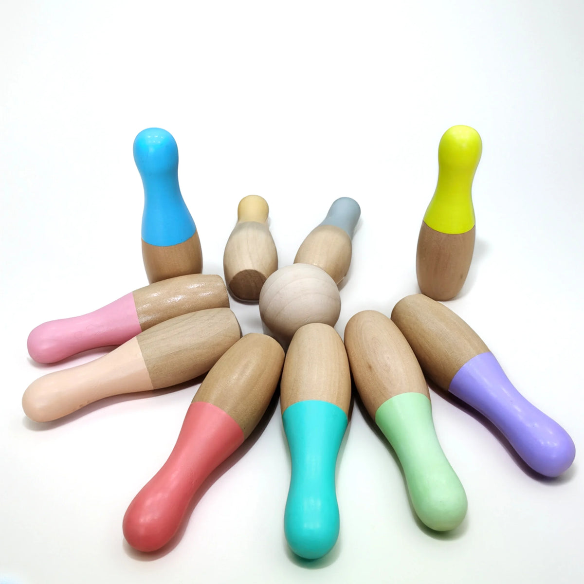 Wooden Bowling Set for Kids Indoor and Outdoor Sports Games Toys D266