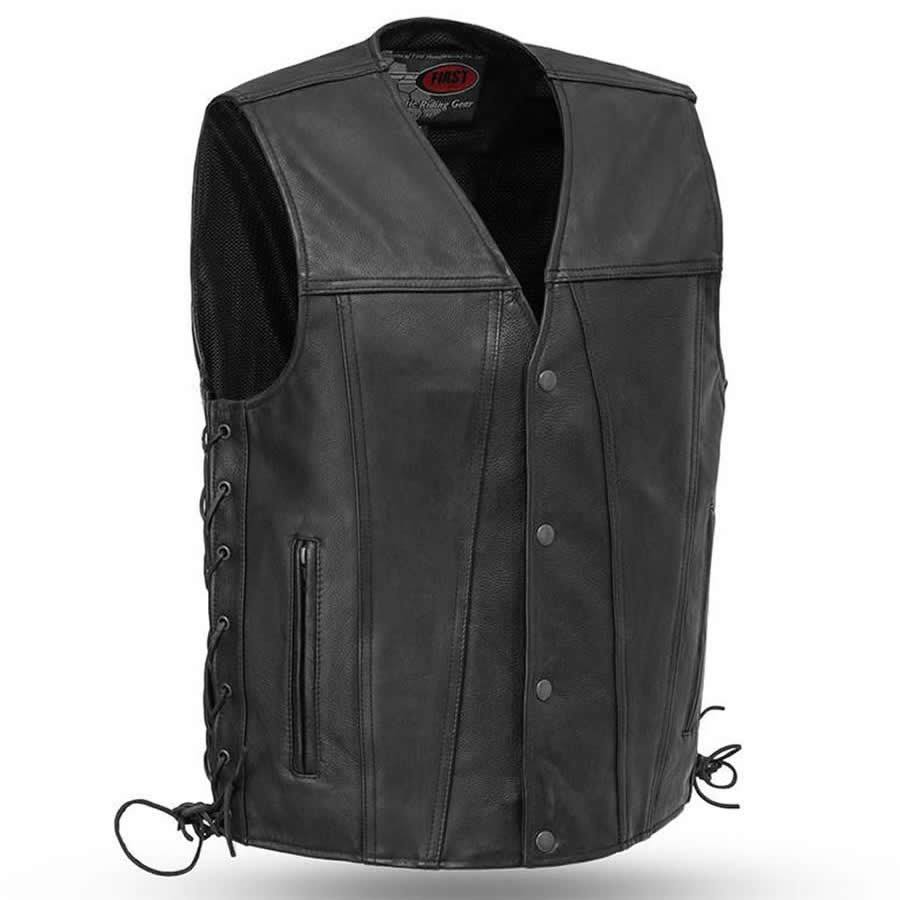Men's Leather Motorcycle Vest D70783