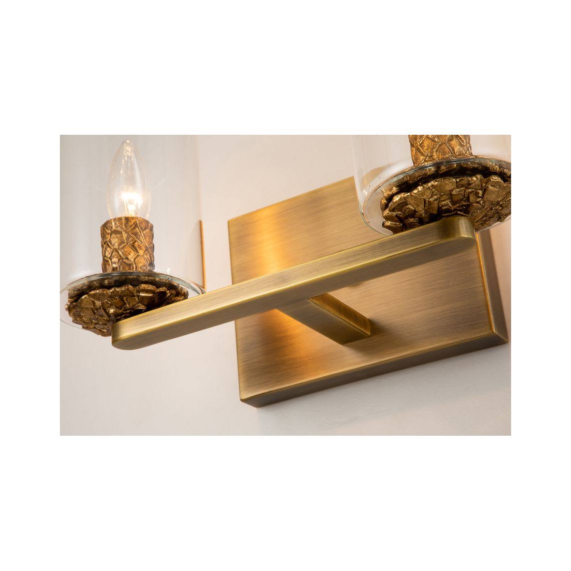 Antique Brass 2-Light Metal Bath Vanity Light P65720