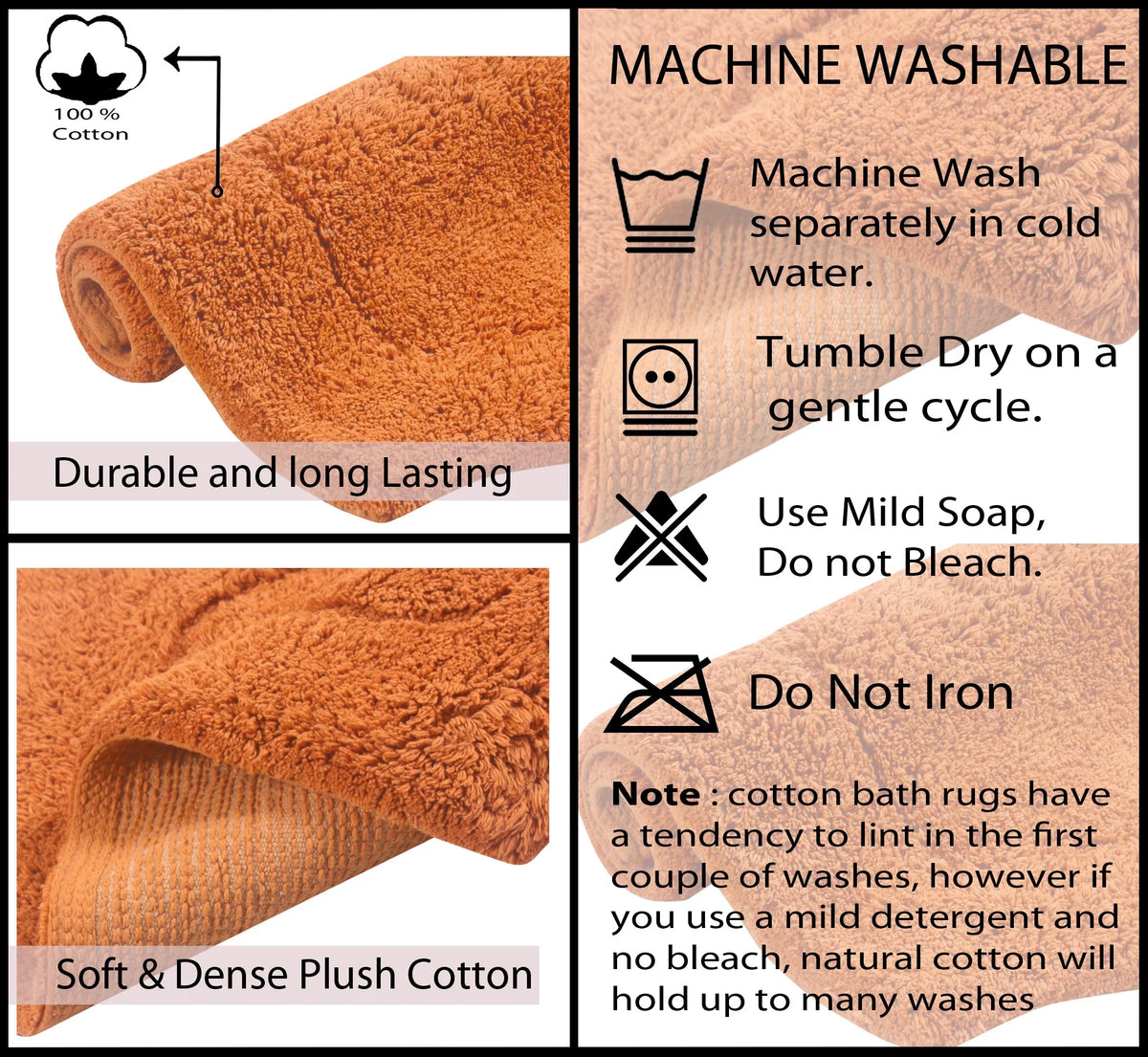 100% Cotton Tufted Non-Slip Bath Rug 21"x34" E401