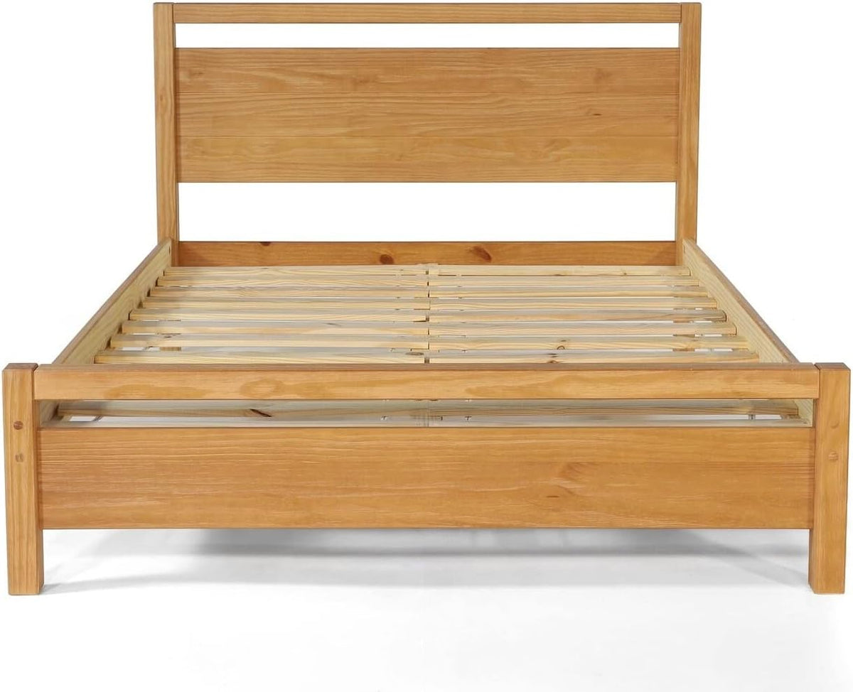 Queen Size Solid Wood Platform Bed Brushed White W69547