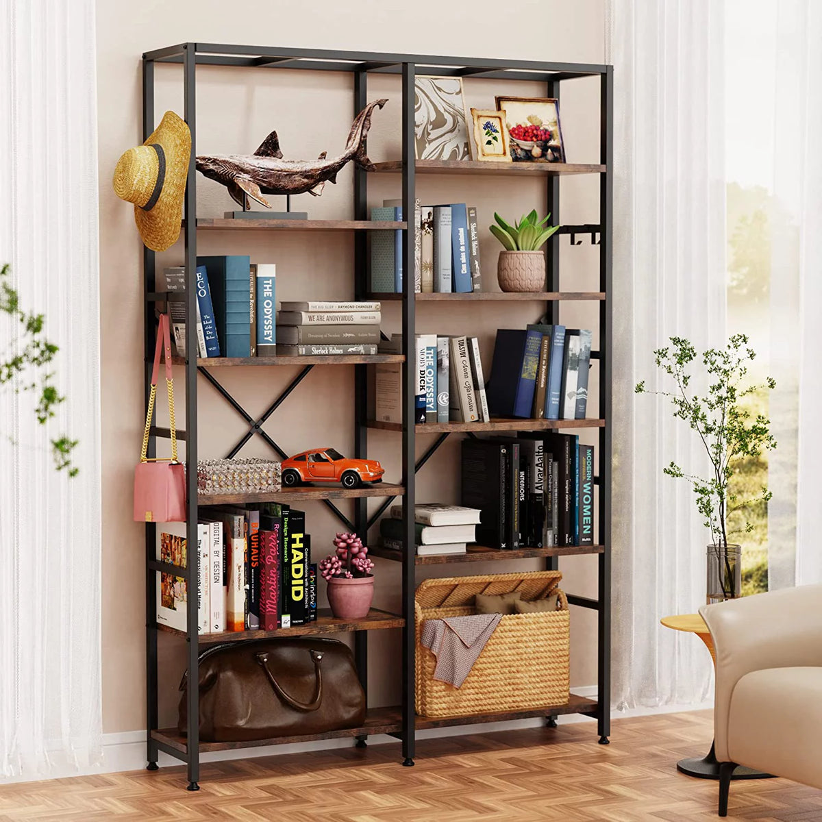 5 Tier Bookcase with 6 Hooks L32400