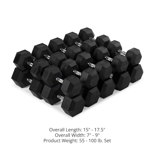 Black Rubber Coated Hex Dumbbell Pair M95413