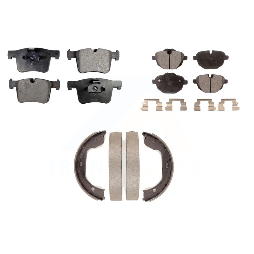 Front Rear Ceramic Brake Pads and Parking Shoes Kit for 2011 BMW X3 xDrive28i M6727