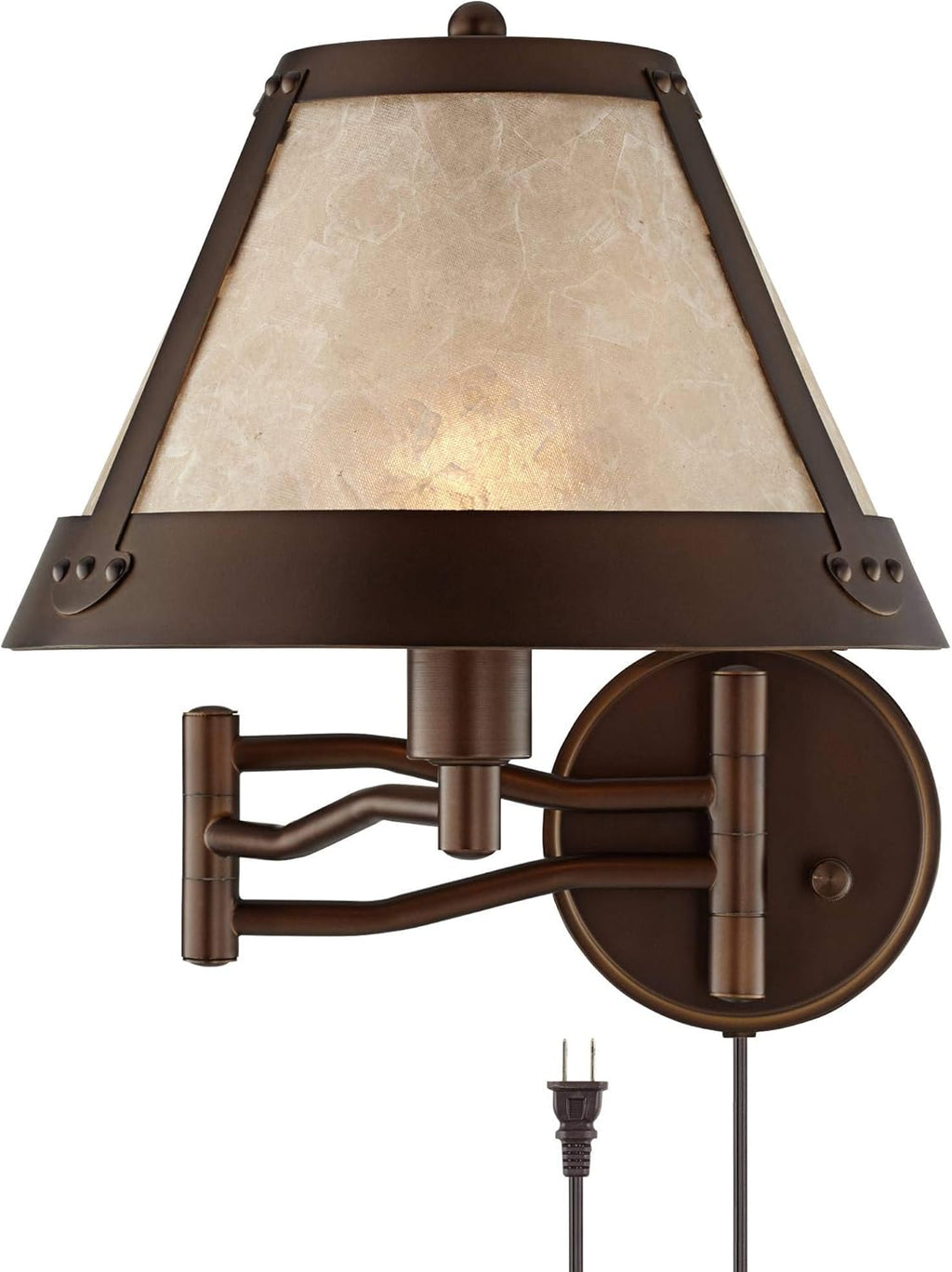 Bronze Swing Arm Wall Lamp with Mica Shade A403085