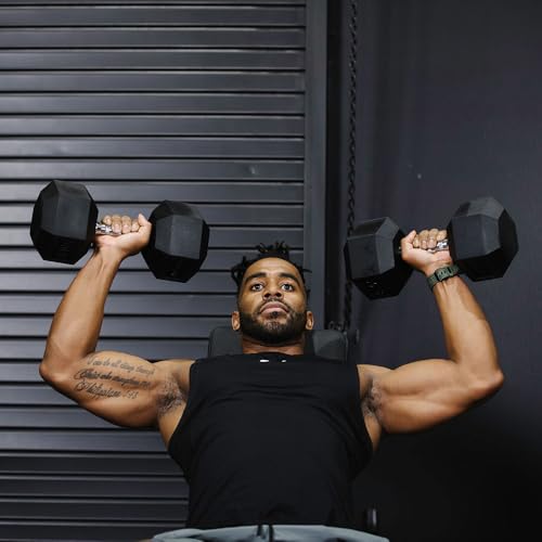 Black Rubber Coated Hex Dumbbell Pair M95413