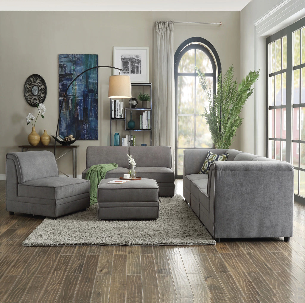 Gray Velvet Sectional Set N261