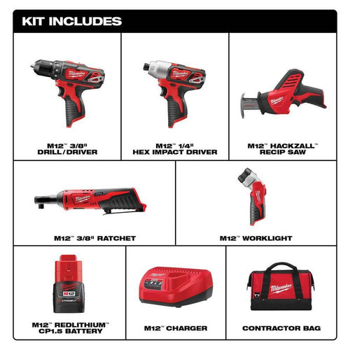 12V Lithium-Ion Cordless Combo Kit (5-Tool) with Rotary Tool X7796