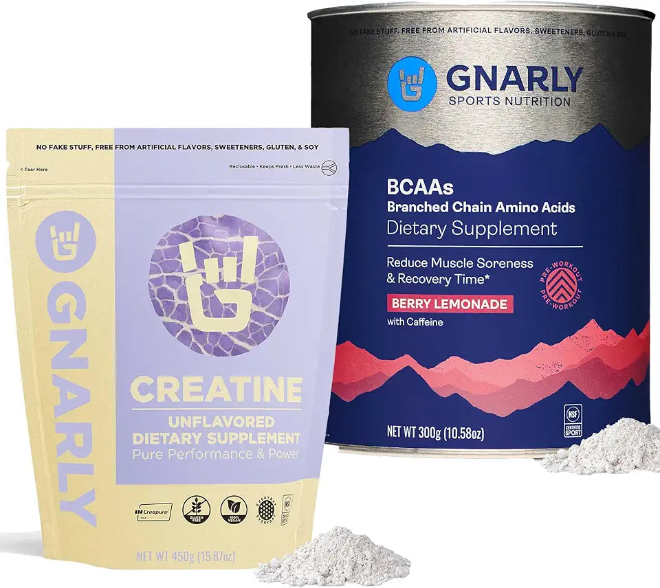 Creatine Powder, Unflavored 16.05oz BCAAs Berry Lemonade 10.58oz U2500