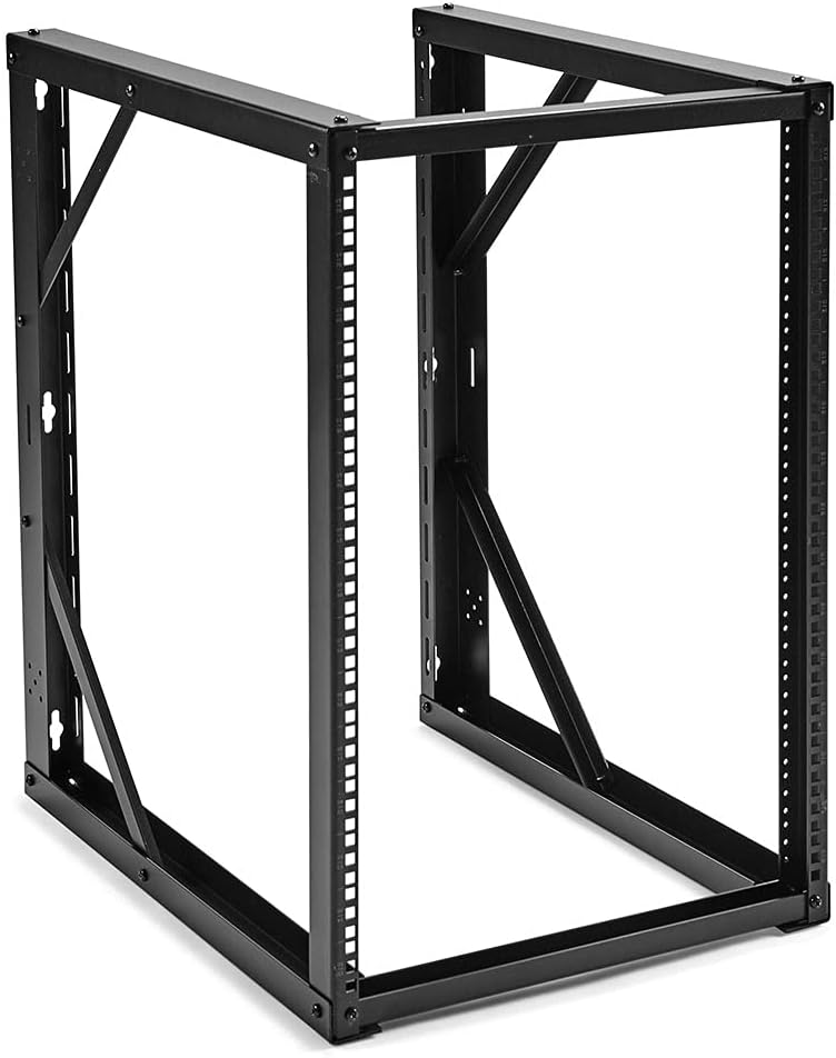 15U Wall-Mount Open Frame Network Equipment Rack, 24.81 Inch Depth, Steel, Black X937