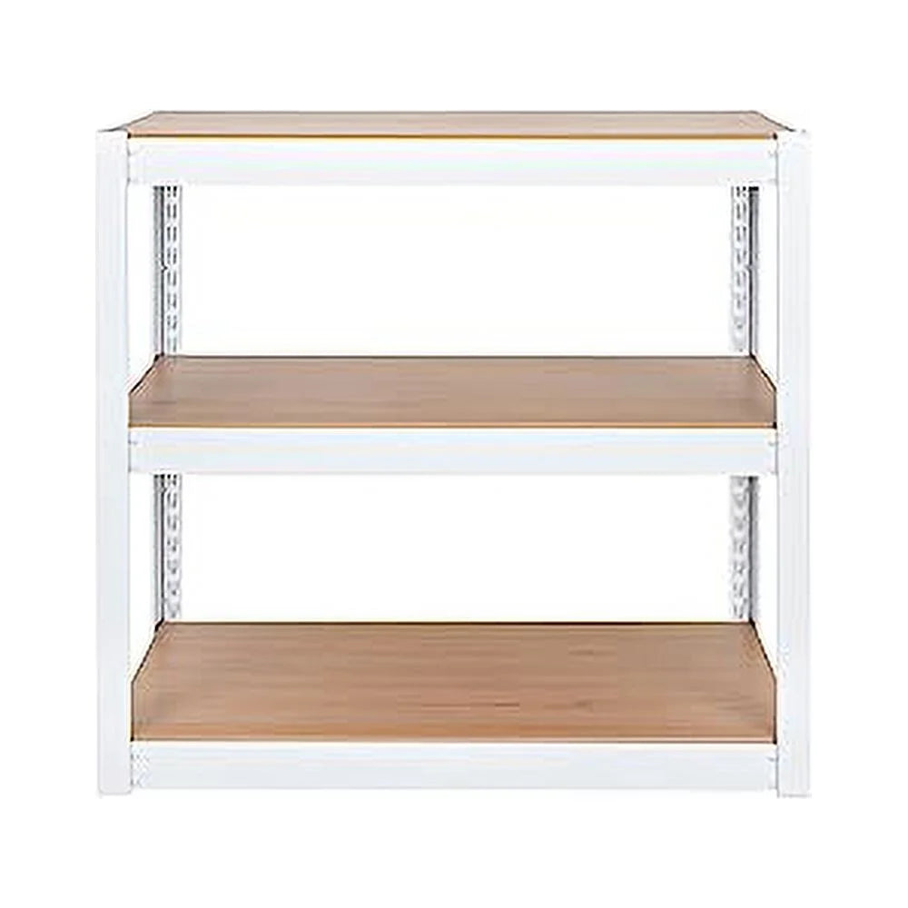 2 Shelf Adjustable Metal Shelving and Storage Bookcase White I9679