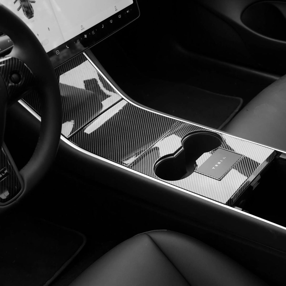 Real Carbon Fiber Matte Center Console Wrap Kit for Tesla Model 3 Model Y Z901
