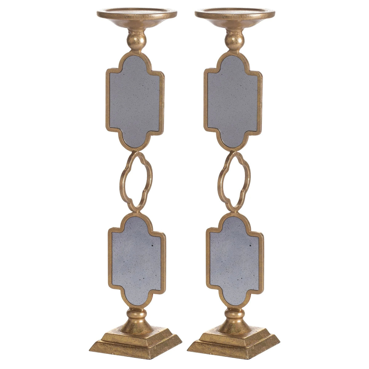Set of 2 Gold and Gray Candle Holders B339168