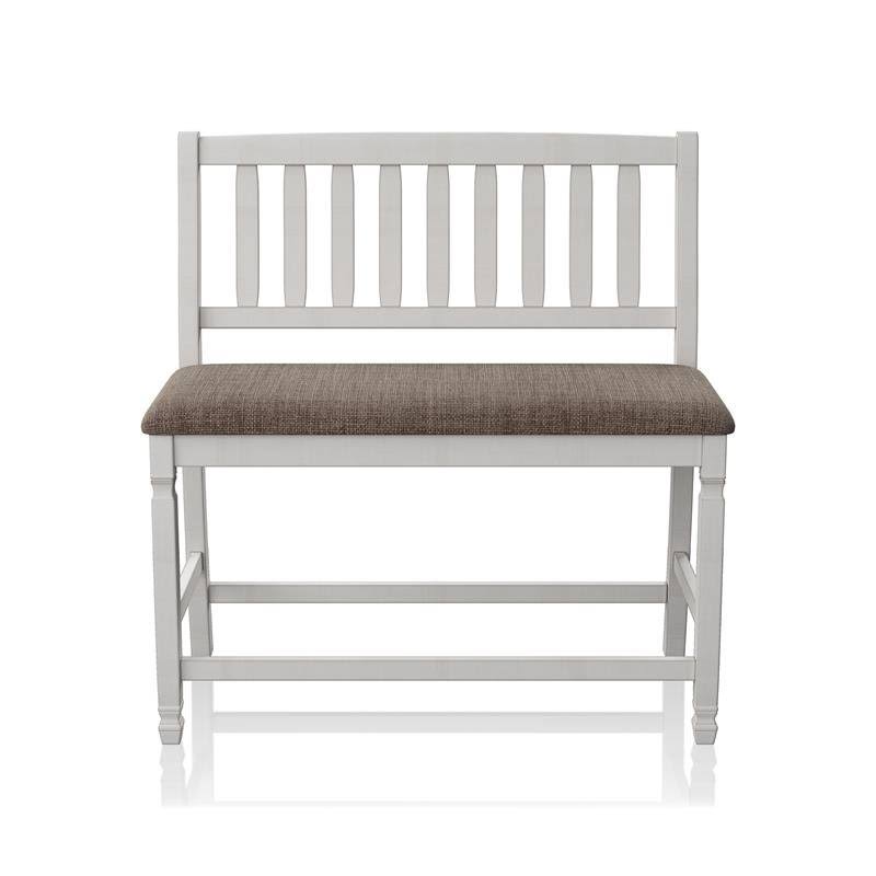 Antique White Fabric Pub Bench K3410