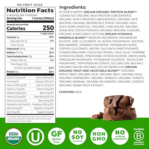 11 Fl Oz Organic Nutritional Protein Shake, Creamy Chocolate Fudge Y476323