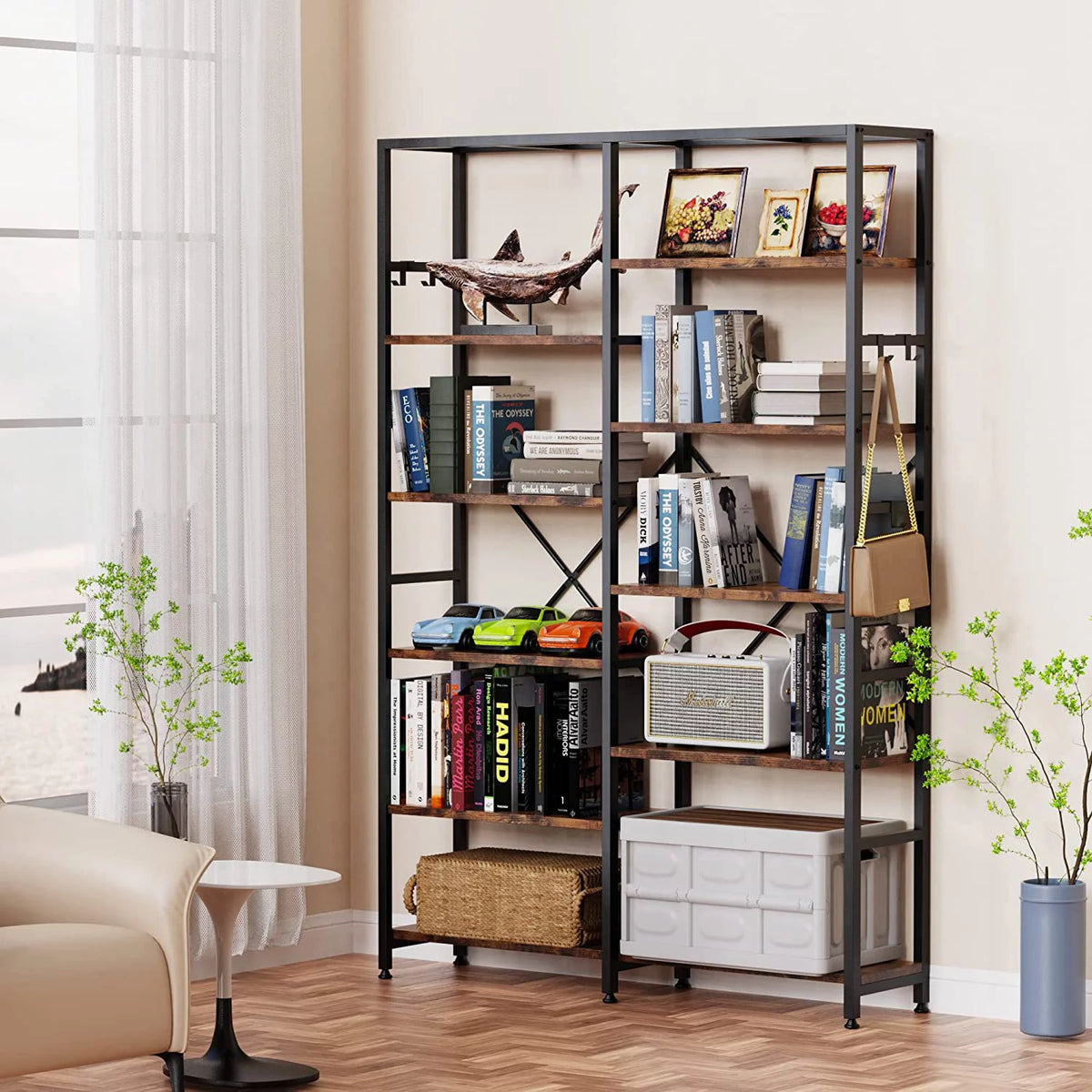5 Tier Bookcase with 6 Hooks L32400