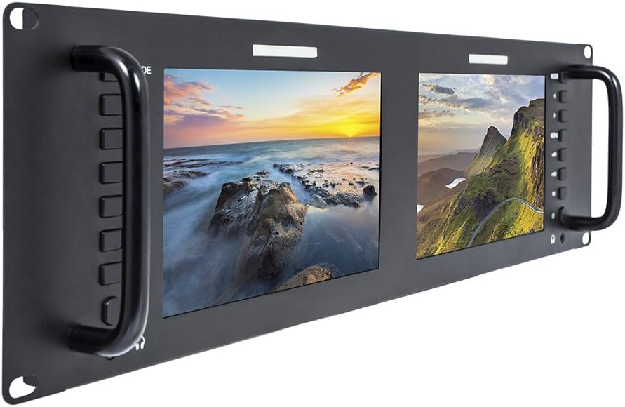Dual 7 Inch 3RU Broadcast SDI Rack Mount Monitor IPS 1280x800 HD LCD Screen K49447