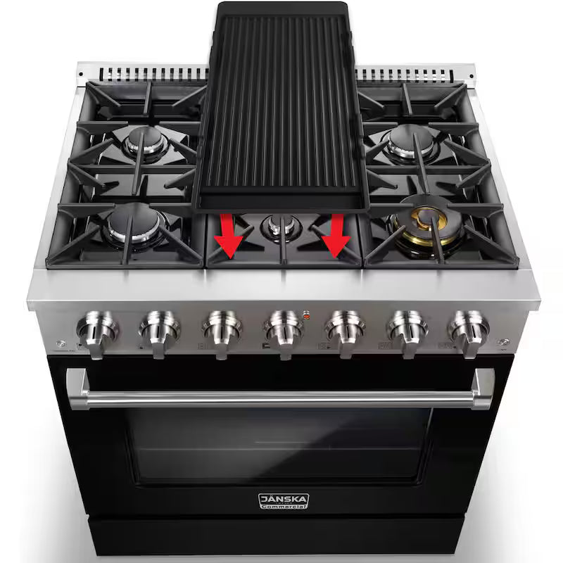 5.2 cu. ft. Gas Range with 6-Burners and Convection Oven in Matte Black V65331