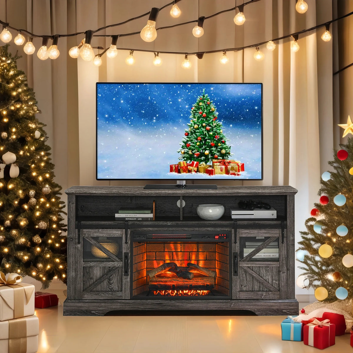 Dark Oak Fireplace TV Stand with 26 inch Electric Fireplace F736729