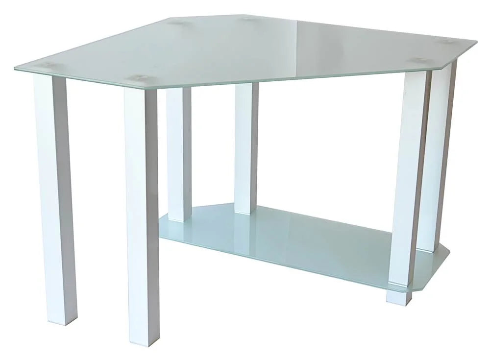 Gloss White Frosted Tempered Glass Corner Computer Desk J62404
