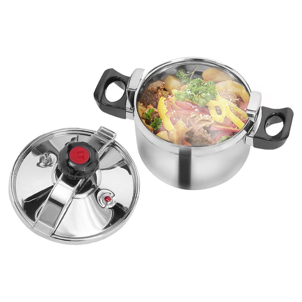 4.5QT Round Stainless Steel Pressure Cooker Cookware Z576945