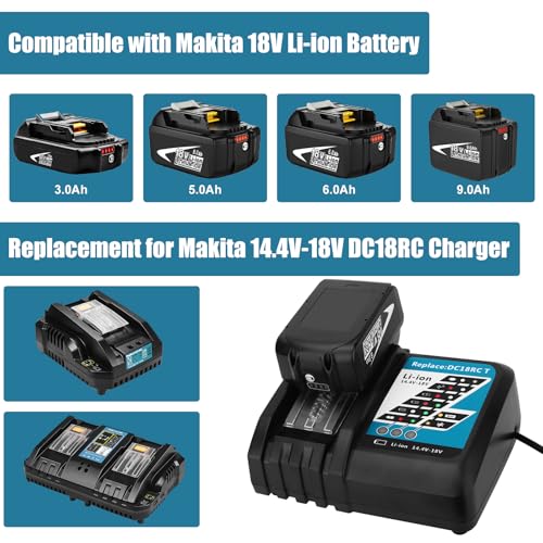 2 Packs 6.0Ah Li-ion Battery and Charger for 18V E8950