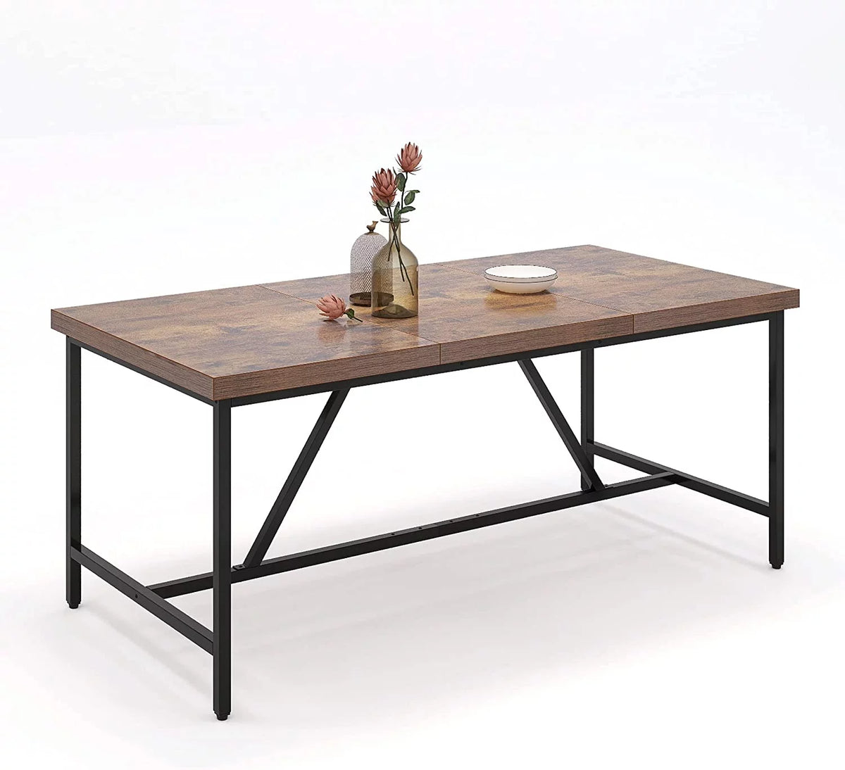 71" Large Farmhouse Dining Table with Trestle Base Y831496