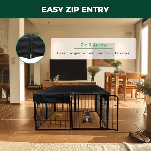 Black 24 Inch 8 Panel Heavy Duty Dog Playpen T201