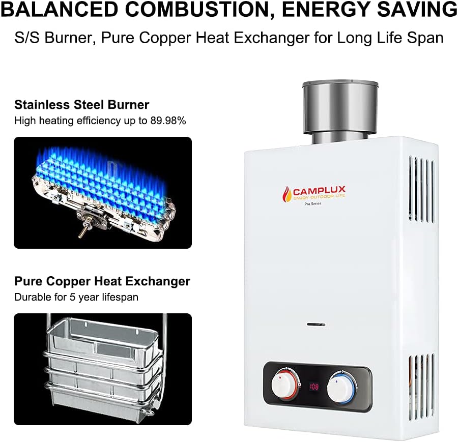 1.58 GPM Outdoor Propane Tankless Water Heater with S/S Rain Cap T313