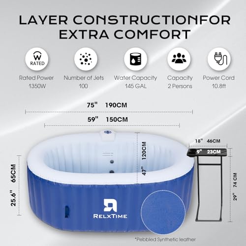 Oval 2 Person Inflatable Hot Tub with Built-in Heater I92150