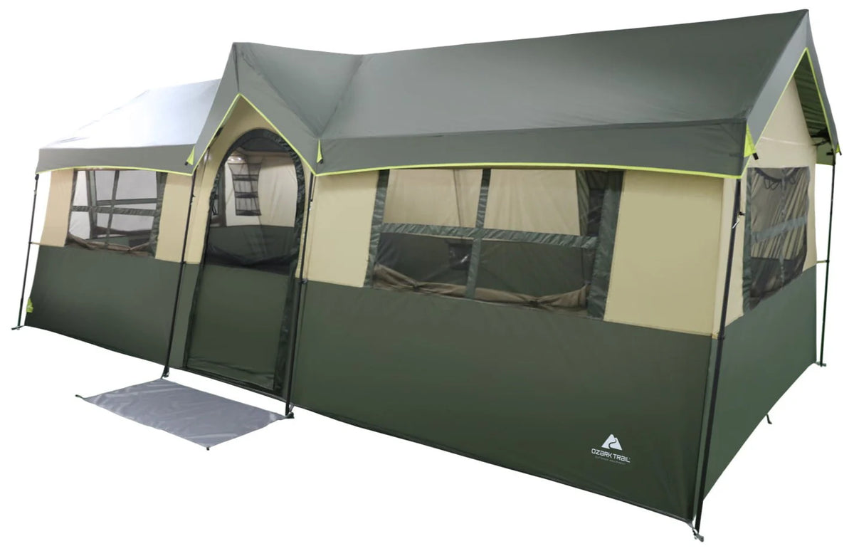 12 Person 3-Room Cabin Tent Green A87045