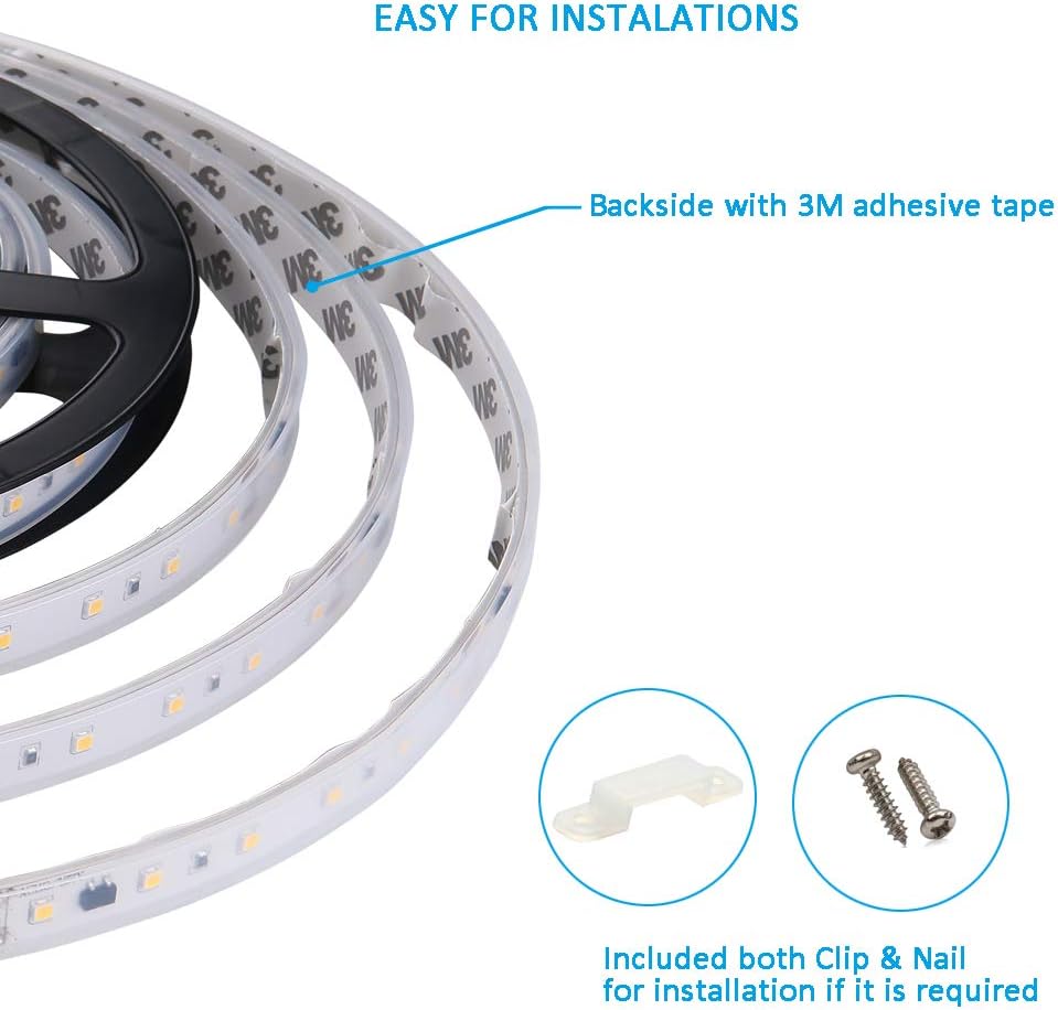 120V Dimmable LED Strip Light, Waterproof IP65, Cool White 6000K, Pack of 2 K7792