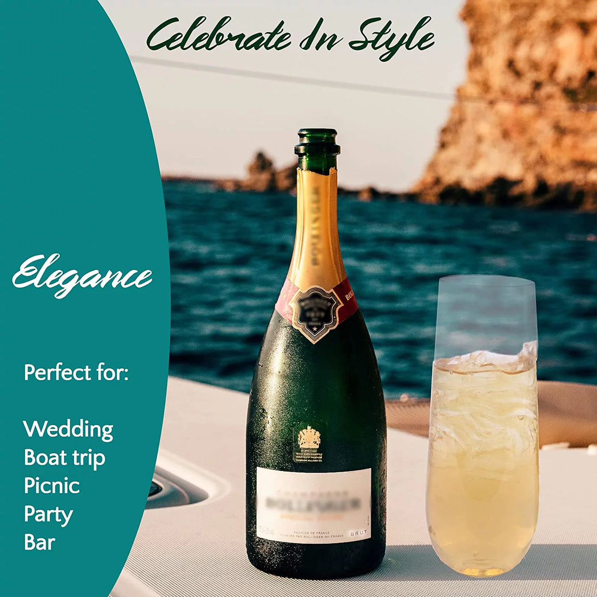 9 oz Clear Plastic Stemless Champagne Glass U99024