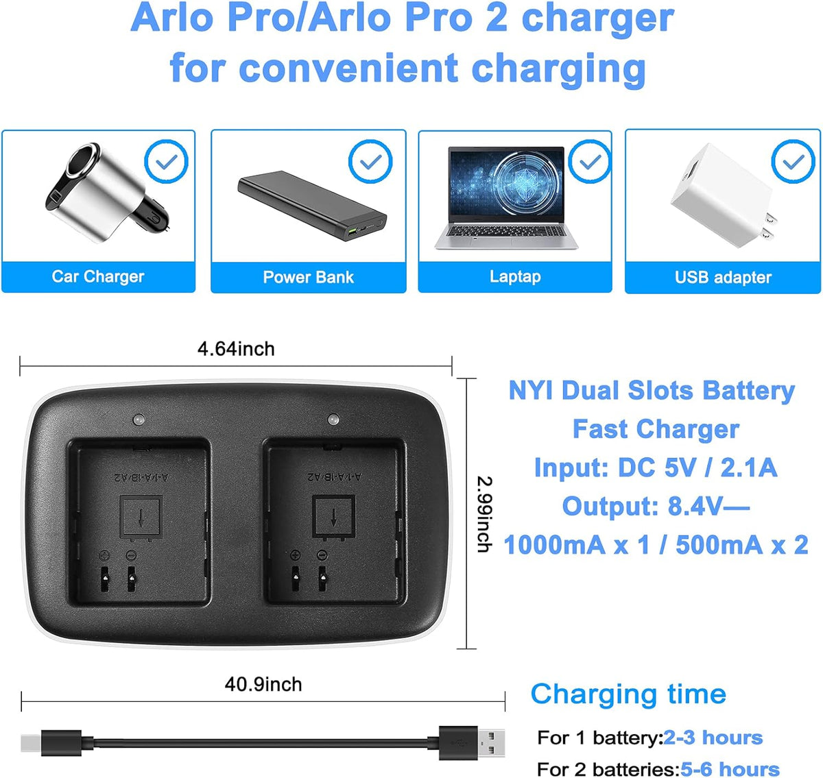 2560mAh Rechargeable Batteries and Charging Station (2 Batteries +1 Charger) S174811